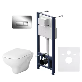 Комплект Am.Pm Like подвесной унитаз + крышка-сиденье + инсталляция + панель смыва IS48051.801700