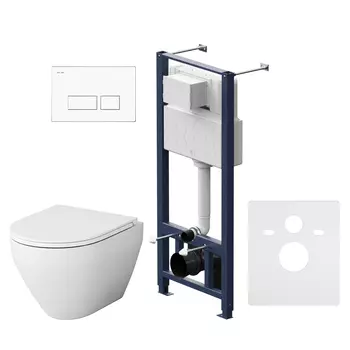 Комплект Am.Pm Spirit 2.0 подвесной унитаз + крышка-сиденье + инсталляция + панель смыва IS47001.701700