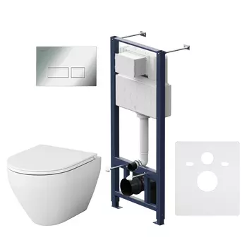 Комплект Am.Pm Spirit 2.0 подвесной унитаз + крышка-сиденье + инсталляция + панель смыва IS47051.701700