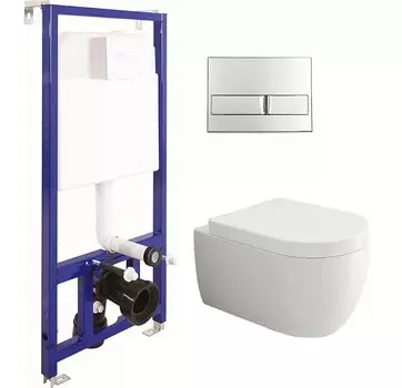 Комплект Bocchi V-Tondo 1416-001-0129 подвесной унитаз + Berges Wasserhaus Novum L3 (Line) 040213 с клавишей