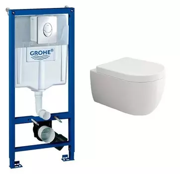 Комплект Bocchi V-Tondo 1416-001-0129 подвесной унитаз + Grohe Rapid SL 38721001 3 в 1 с кнопкой смыва