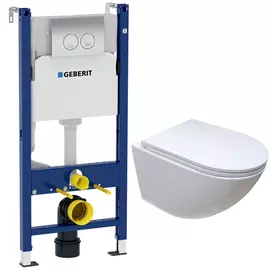 Комплект Creto Cer C1 Plus 1001-002Cer-C1W/1 подвесной унитаз + инсталляция Geberit Duofix Delta 458.124.21.1 3 в 1 с кнопкой смыва