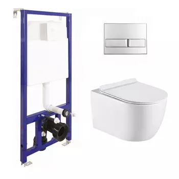 Комплект Creto Logan L1 1001-001-L1W подвесной унитаз + Berges Wasserhaus Novum L3 (Line) 040213 с клавишей