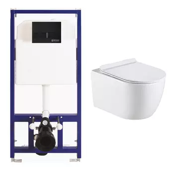 Комплект Creto Logan L1 1001-001-L1W подвесной унитаз + Berges Wasserhaus Novum L5 (Line) 040215 с клавишей