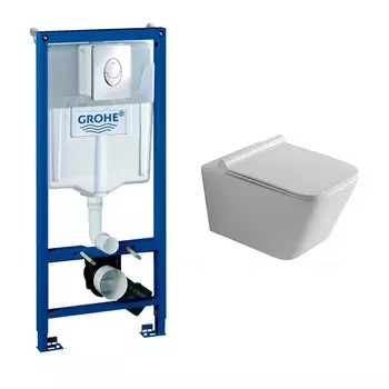 Комплект Creto Logan L2 1002-001-L2W подвесной унитаз + Grohe Rapid SL 38721001 3 в 1 с кнопкой смыва