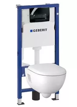Комплект: инсталляция Geberit с подвесным унитазом и черной клавишей, 500.103.DW.R