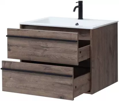 Комплект мебели для ванной Aquanet Lino 70 см, черная, коричневая
