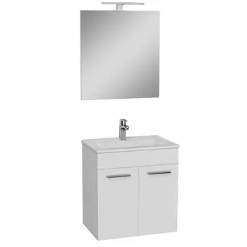 Комплект мебели Vitra Mia 60 см тумба, раковина, зеркало c подсветкой, белый глянец, 75023