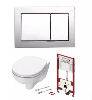 Комплект TECE Base 9400006.WC1 подвесной унитаз+ инсталляция+ кнопка смыва хром глянцевый