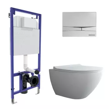 Комплект унитаз с инсталляцией Berges Puma Rimless с крышкой-сиденьем Toma Slim SO и кнопкой F3, 043269