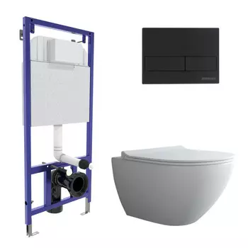 Комплект унитаз с инсталляцией Berges Puma XL Rimless с крышкой-сиденьем Toma Slim SO и кнопкой L5, 043246