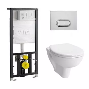 Комплект VitrA S20 Rim-Ex 9004B003-7202 кнопка хром, сиденье микролифт