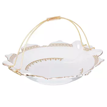 MILLIMI Наполеон Конфетница с металлической ручкой 22x4см, костяной фарфор