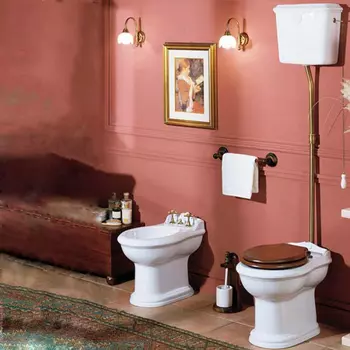 Напольный унитаз Azzurra Jubilaeum JUVCTPB00000BI/(JUB100/P bi) с высоким бачком белый, фурнитура бронза