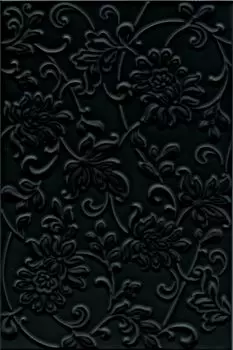 Плитка Аджанта цветы черный 20х30