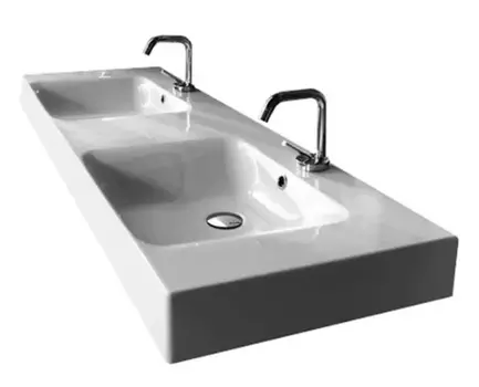 Раковина Kerasan Cento 3536 bix1 c двумя чашами 140x45 см