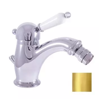 Смеситель для биде Rav-Slezak Labe L545.5KZ, с донным клапаном, золото/белый