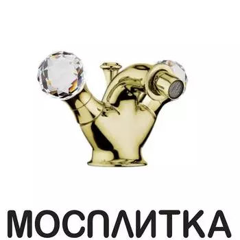 Смеситель для биде Webert Karenina KA710102010 c донным клапаном, золото, ручки Swarovski