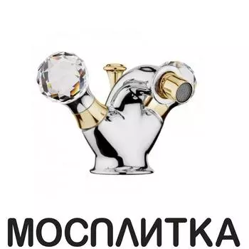 Смеситель для биде Webert Karenina KA710102017 c донным клапаном, хром, золото, ручки Swarovski