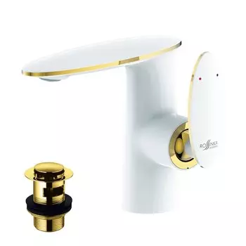 Смеситель для раковины Rossinka RS30-11W с донным клапаном