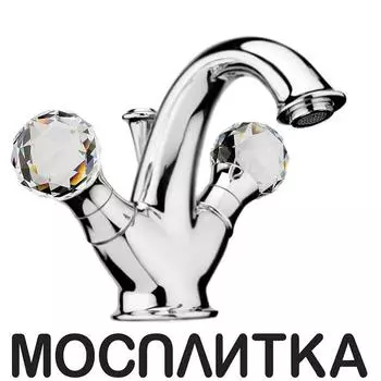 Смеситель для раковины Webert Karenina KA700102015 c донным клапаном, хром, ручки Swarovski