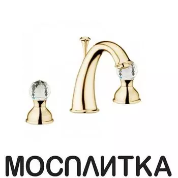 Смеситель для раковины Webert Karenina KA750101010 на 3 отверстия, золото, ручки Swarovski