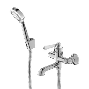 Смеситель для ванны и душа Iddis Oxford OXFSB02i02, хром/белый, с душевым гарнитуром
