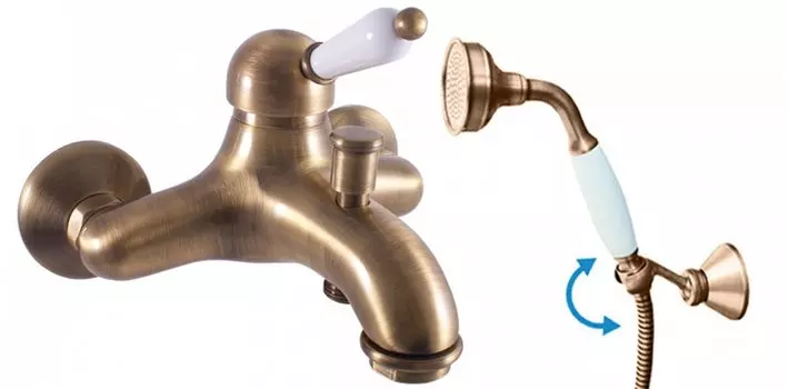 Смеситель для ванны и душа Rav-Slezak Labe L554.5/2SM, с душевым гарнитуром, бронза/белый