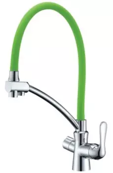 Смеситель Lemark Comfort LM3070C-Green для кухонной мойки, хром/зеленый
