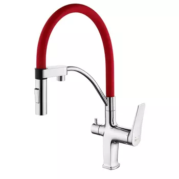 Смеситель Lemark Comfort Red для кухни с подключением к фильтру с питьевой водой LM3074C-Red