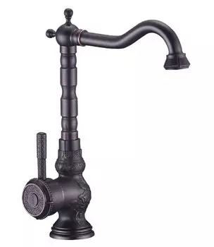 Смеситель Lemark Jasmine LM6645ORB для кухонной мойки, высокий, черная бронза
