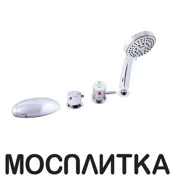 Смеситель на борт ванны на 4 отверстия Rav Slezak Dunaj Termostat DT270.5P, хром