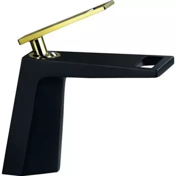 Смеситель на раковину чёрный/золото Bronze de Luxe QUADRO A919B
