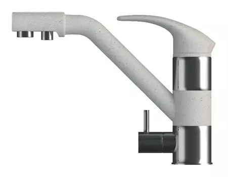 Смеситель Polygran Дуо 694302 для кухонной мойки, серый