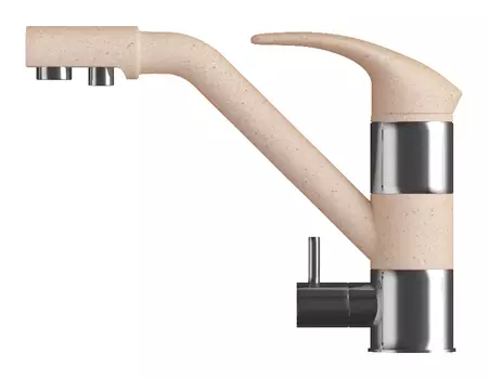 Смеситель Polygran Дуо 694357 для кухонной мойки, бежевый