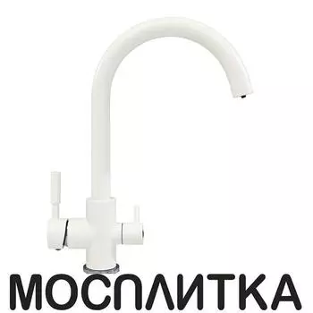 Смеситель Tolero Элара Дуо 627802 для кухонной мойки, белый