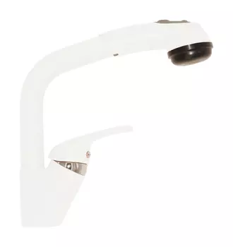 Смеситель Tolero Высокая Лейка 679191 для кухонной мойки, белый