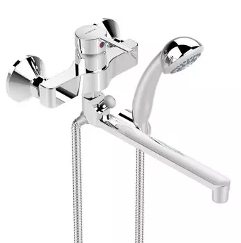 Смеситель Vidima Logik BA280AA для ванны и душа с душевым гарнитуром, поворотный излив, хром