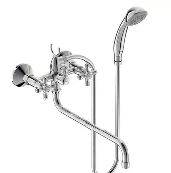 Смеситель Vidima Retro BA129AA для ванны и душа с душевым гарнитуром, поворотный излив, хром