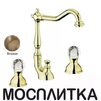 Смеситель Webert Karenina KA750202065 для раковины, на 3 отверстия, бронза