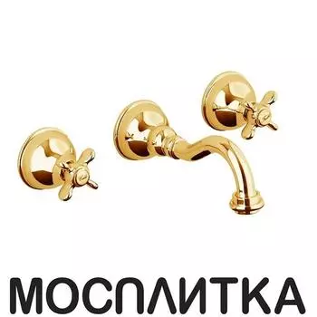 Смеситель Webert Ottocento OT750404010 для раковины настенный, на 3 отверстия, золото