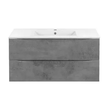 Тумба c раковиной Vincea Mia 1000 подвесная, 2 выкатных ящика soft close, Beton, VMC-2MC100BT