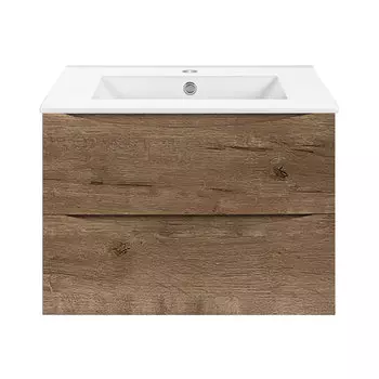 Тумба c раковиной Vincea Mia 600 подвесная, 2 выкатных ящика soft close, V.Oak, VMC-2MC600VO