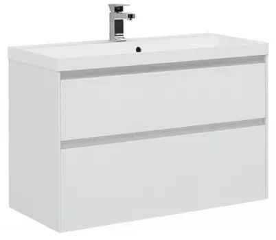 Тумба с раковиной Aquanet Гласс 100 белая