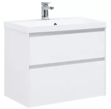 Тумба с раковиной Aquanet Гласс 80 белая