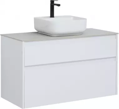 Тумба с раковиной Aquanet Nova Lite 100 белая (2 ящика)
