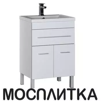Тумба с раковиной Aquanet Верона 58 белая 1 ящик 2 двери