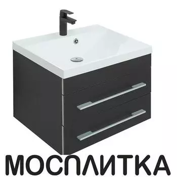 Тумба с раковиной Aquanet Верона New 58 см черная матовая, 272428