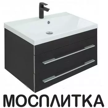 Тумба с раковиной Aquanet Верона New 75 см черная матовая, 272427