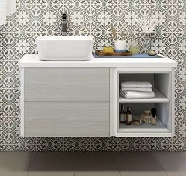 Тумба с раковиной Aquaton Брук 120 (80+ 40) дуб латте